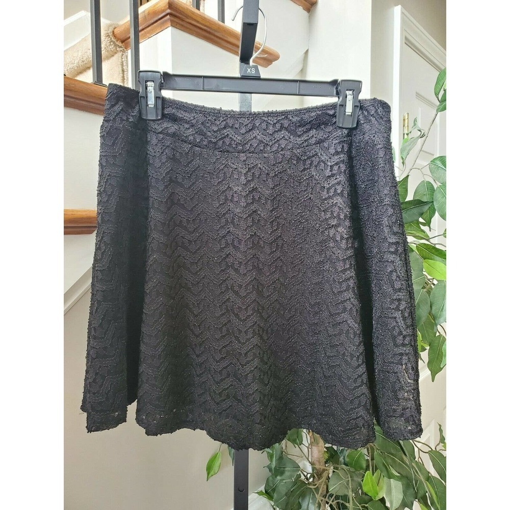 Bebop Women's Solid Black 100% Nylon A-Line Casual Pull on Mini Skirt Size Large